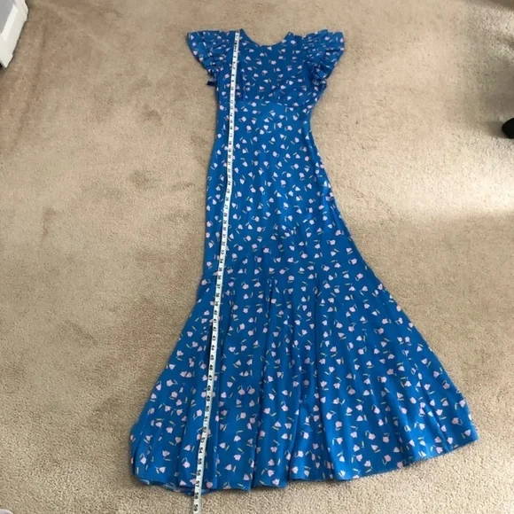 Saylor Jen Blue Floral Polka Dot Maxi Dress XS - Picture 10 of 15